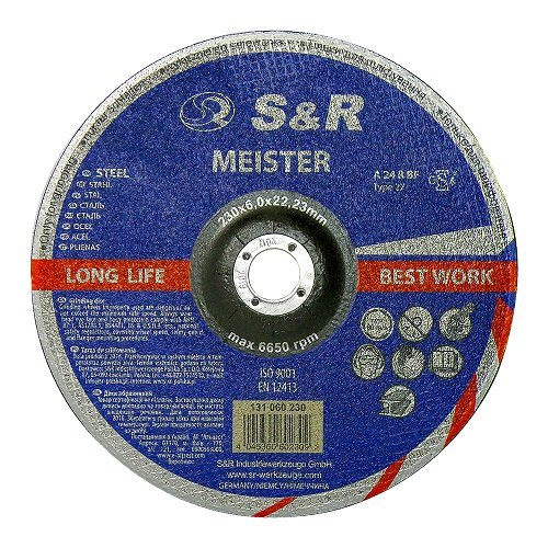 Круг зачисний по металу S&R Meister A 24 R BF 230×6,0x22,2 Круг зачисний по металу S&R Meister A 24 R BF 230×6,0x22,2